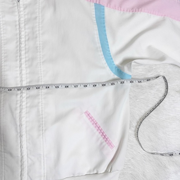 Vintage White Pastel Pink Blue Full Zip Jacket Size Large - Picture 5 of 7